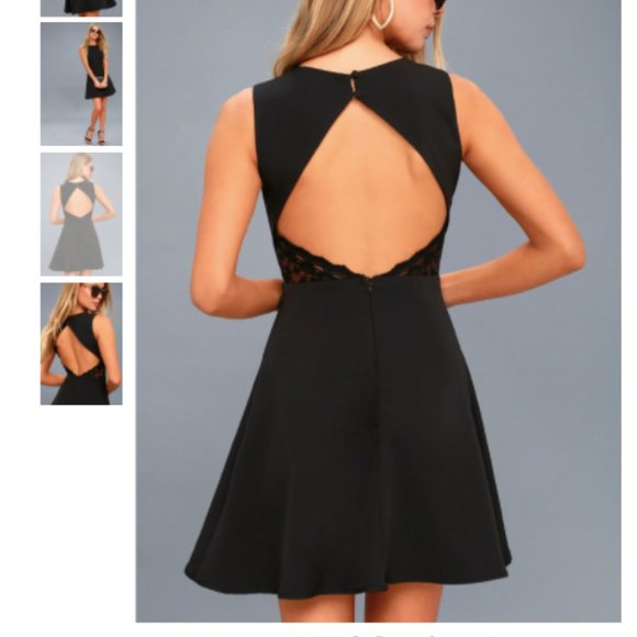 Black Backless Skater Dress - Picture 3 of 4